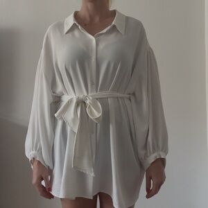 Calvin Klein White Button Down Shirt with Tie